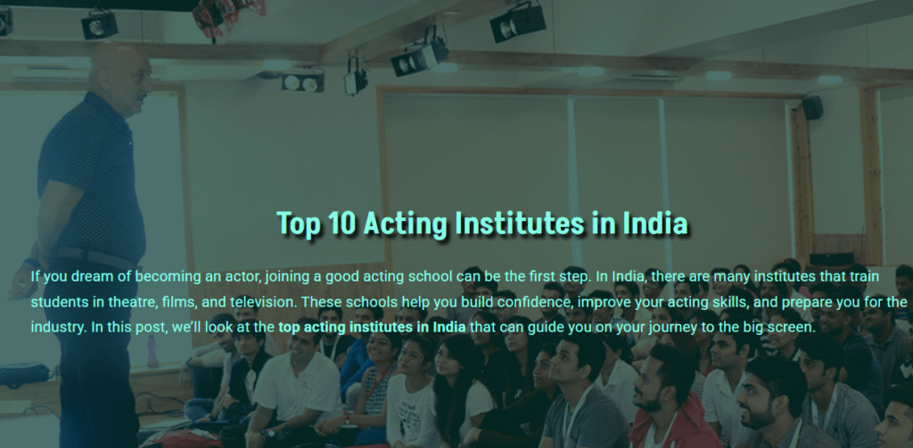 Top 10 Acting Institutes in India